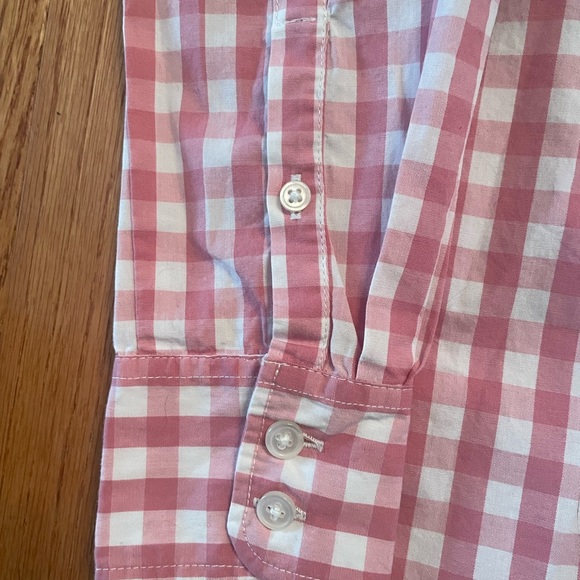 J. Crew button down, gingham salmon and white blouse - Picture 4 of 5